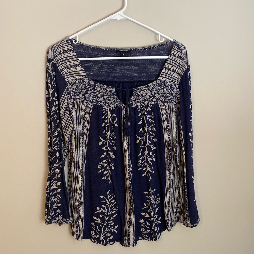 Blue patterned blouse